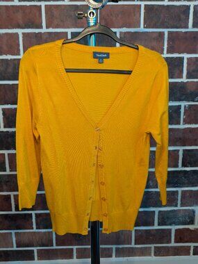 MODCLOTH Mustard Yellow V-Neck Lightweight Cardigan S